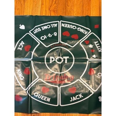 Vintage Tripoley Vinyl Mat Cadaco Hearts Rummy Poker Card Game 1960s - Thumbnail 3