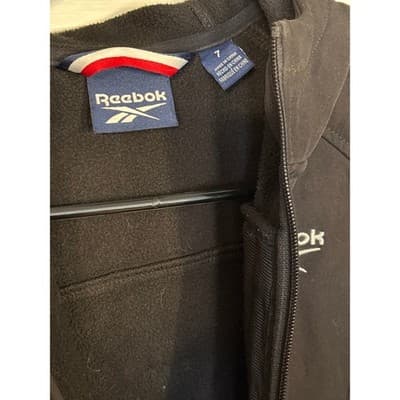 SIZE 7 REEBOK BLACK LIGHT HOODED JACKET Multiple Pockets - Thumbnail 2