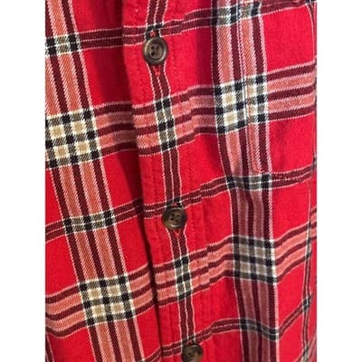 Eddie Bauer Flannel Shirt Long Sleeve Mens Medium Red Black Plaid Long Sleeve - Thumbnail 4