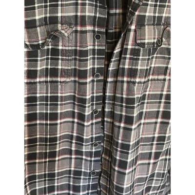 Jachs Men Gray and Red Flannel Button Up Shacket Heavyweight Outdoor Medium - Thumbnail 4