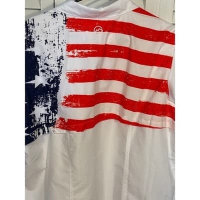 Magellan Shirt Womens Size 1X Fish Gear Vented American Flag Button Short Sleeve - Thumbnail 7