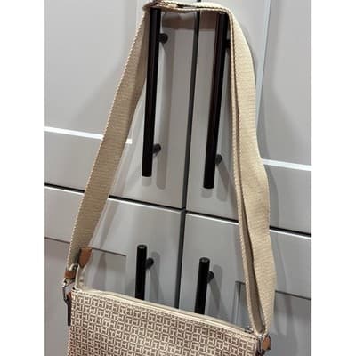 Tommy Hilfiger Signature Logo Crossbody Purse Khaki/Gold Shoulder Bag Square - Thumbnail 7