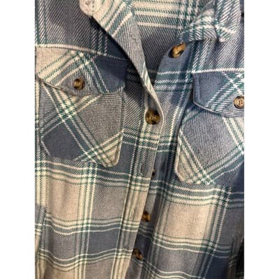 Members Mark Plaid SHACKET With Pockets Sz Large Turquoise and Gray - Thumbnail 4