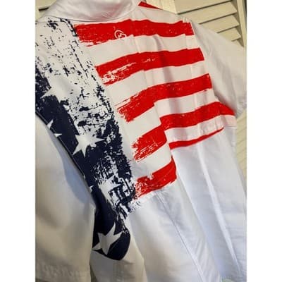 Magellan Shirt Womens Size 1X Fish Gear Vented American Flag Button Short Sleeve - Thumbnail 8