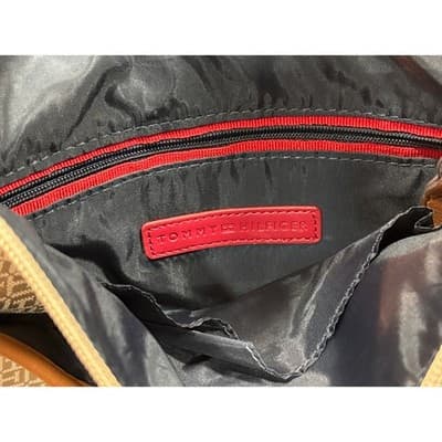 Tommy Hilfiger Signature Logo Crossbody Purse Khaki/Gold Shoulder Bag Square - Thumbnail 8
