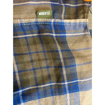 REI Co-op Shirt Mens Medium Green Blue Plaid Long Sleeve Button Up Hiking - Thumbnail 4