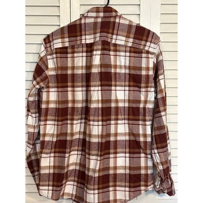 Eddie Bauer Shirt Mens Medium Brown Plaid Flannel Button Up Long Sleeve Outdoor - Thumbnail 4