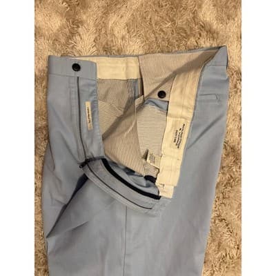 Roundtree & Yorke Pants Mens 32X30 Baby Blue Flat Front Chino Relaxed Fit Cotto - Thumbnail 5