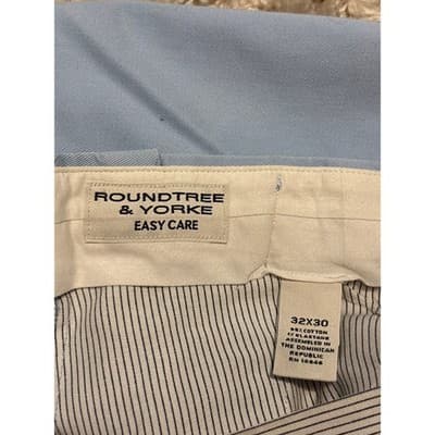 Roundtree & Yorke Pants Mens 32X30 Baby Blue Flat Front Chino Relaxed Fit Cotto - Thumbnail 6
