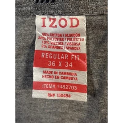 PRE-LOVED - IZOD CASUAL KHAKI FLAT FRONT SLACKS SIZE 36X34 - Thumbnail 3