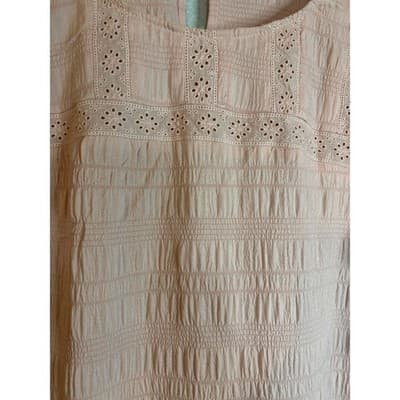 Milk & Honey Pink Eyelet Lace Smocked Puff Sleeve Blouse Women's Size 1X - Thumbnail 5