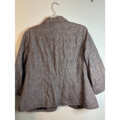 Covington Gray Greek Key Embroidered Linen Blend Blazer Jacket Women's 16-18W - Thumbnail 4