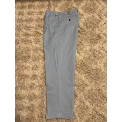Roundtree & Yorke Pants Mens 32X30 Baby Blue Flat Front Chino Relaxed Fit Cotto - Thumbnail 2