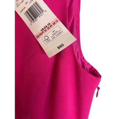 NWT Evan Picone Black Lable Hot Pink Sleeveless A-Line Dress Size 10 - Thumbnail 3