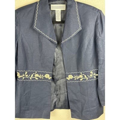 Vtg Jessica Howard Womens Navy Cottage Core Lady Jacket Blazer Size 8 - Thumbnail 3