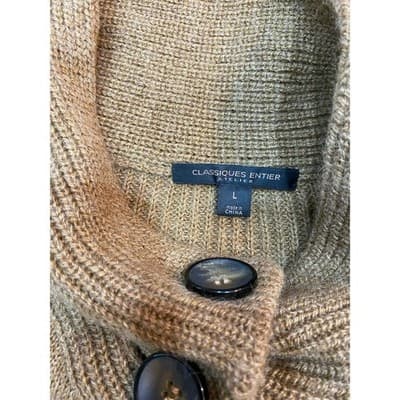 Classiques Entier Brown Alpaca Blend Button Front Poncho Cardigan Sweater Large - Thumbnail 2