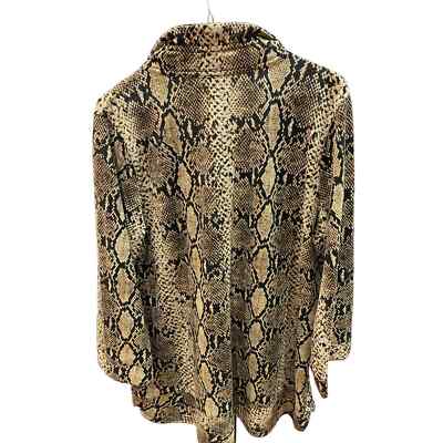 John Mark - Size L Snake Animal Print Half Button 3/4 Length Sleeves - Thumbnail 3