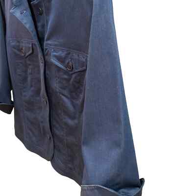 TRIBELLA INDIGO BLUE DENIM SWING JACKET BLAZER Size 10 - Thumbnail 3