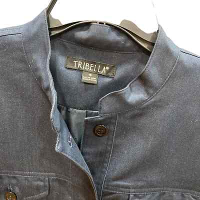 TRIBELLA INDIGO BLUE DENIM SWING JACKET BLAZER Size 10 - Thumbnail 2