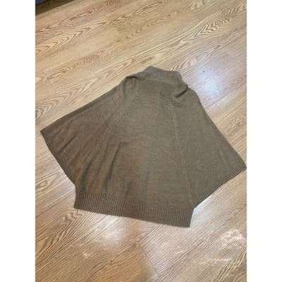 Classiques Entier Brown Alpaca Blend Button Front Poncho Cardigan Sweater Large - Thumbnail 3