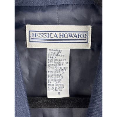 Vtg Jessica Howard Womens Navy Cottage Core Lady Jacket Blazer Size 8 - Thumbnail 2