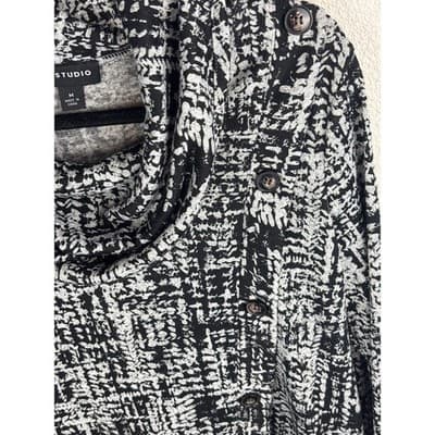I.N. Studio Womens New $89 Cowl Turtleneck Sweater Size Medium Black/White NWT - Thumbnail 4