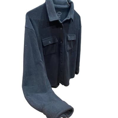 Splendid Sundown Medium RN15741 black fleece button down. Sustainable. Soft!! - Thumbnail 4