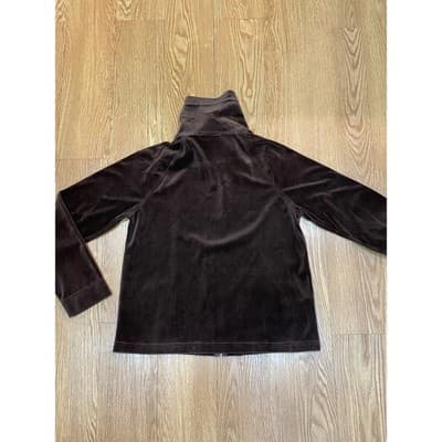 Y2K Jones NY Brown Velour Gold Zip Up Sweatshirt Size Large - Thumbnail 2