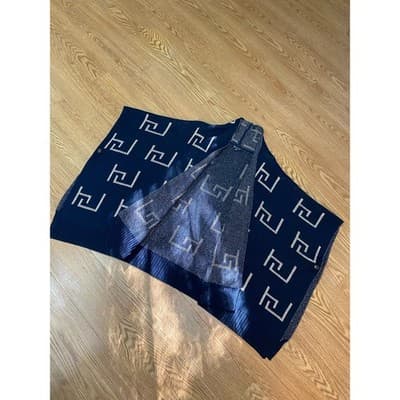 Sisters Navy and Gold Poncho Sweater Cardigan One Size - Thumbnail 2