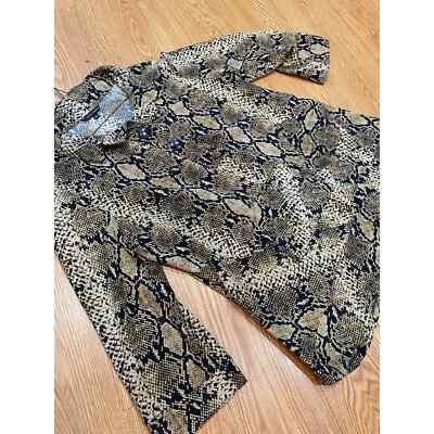 John Mark - Size L Snake Animal Print Half Button 3/4 Length Sleeves - Thumbnail 5