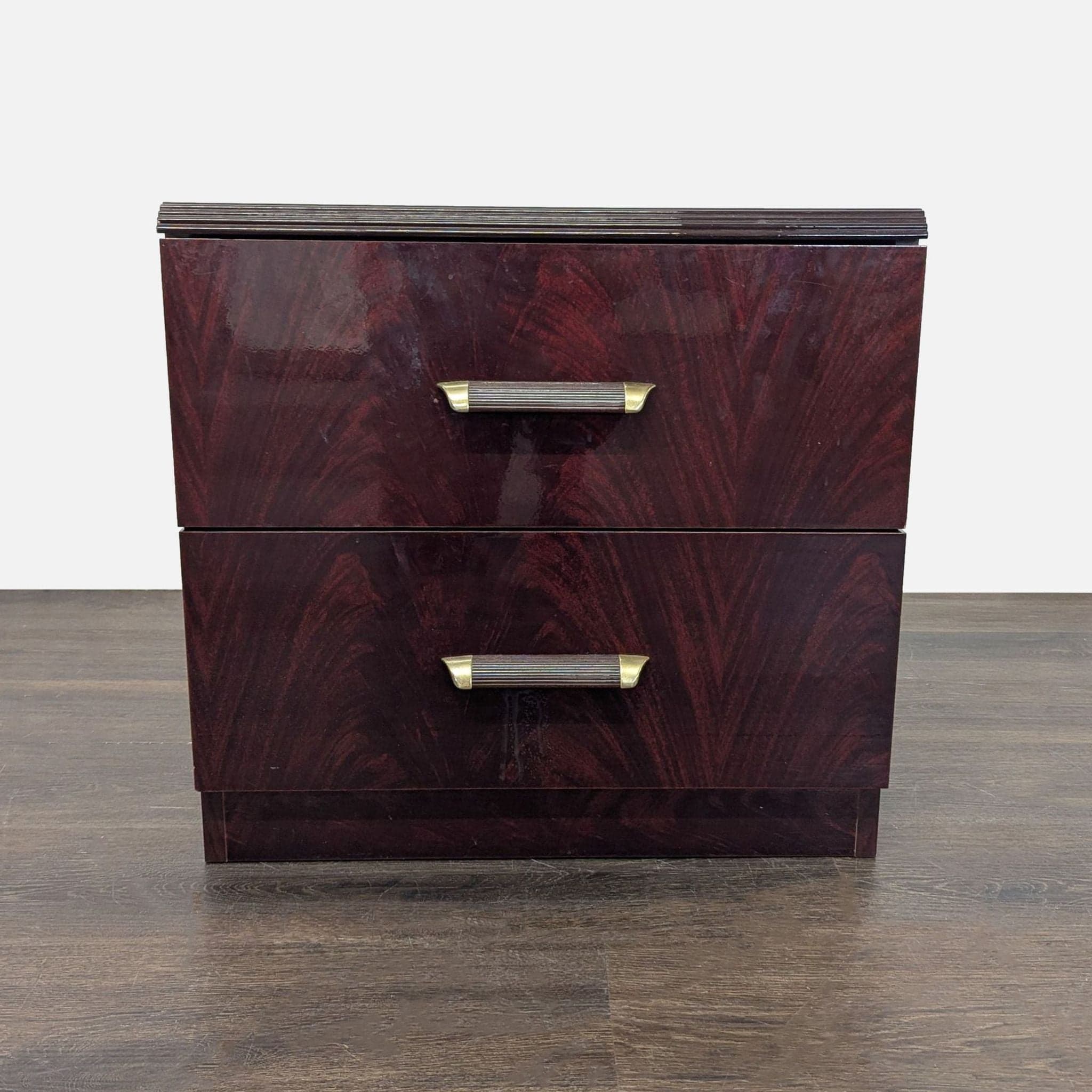 Two Drawer Nightstand with Wood and Metal Handles - Thumbnail 7