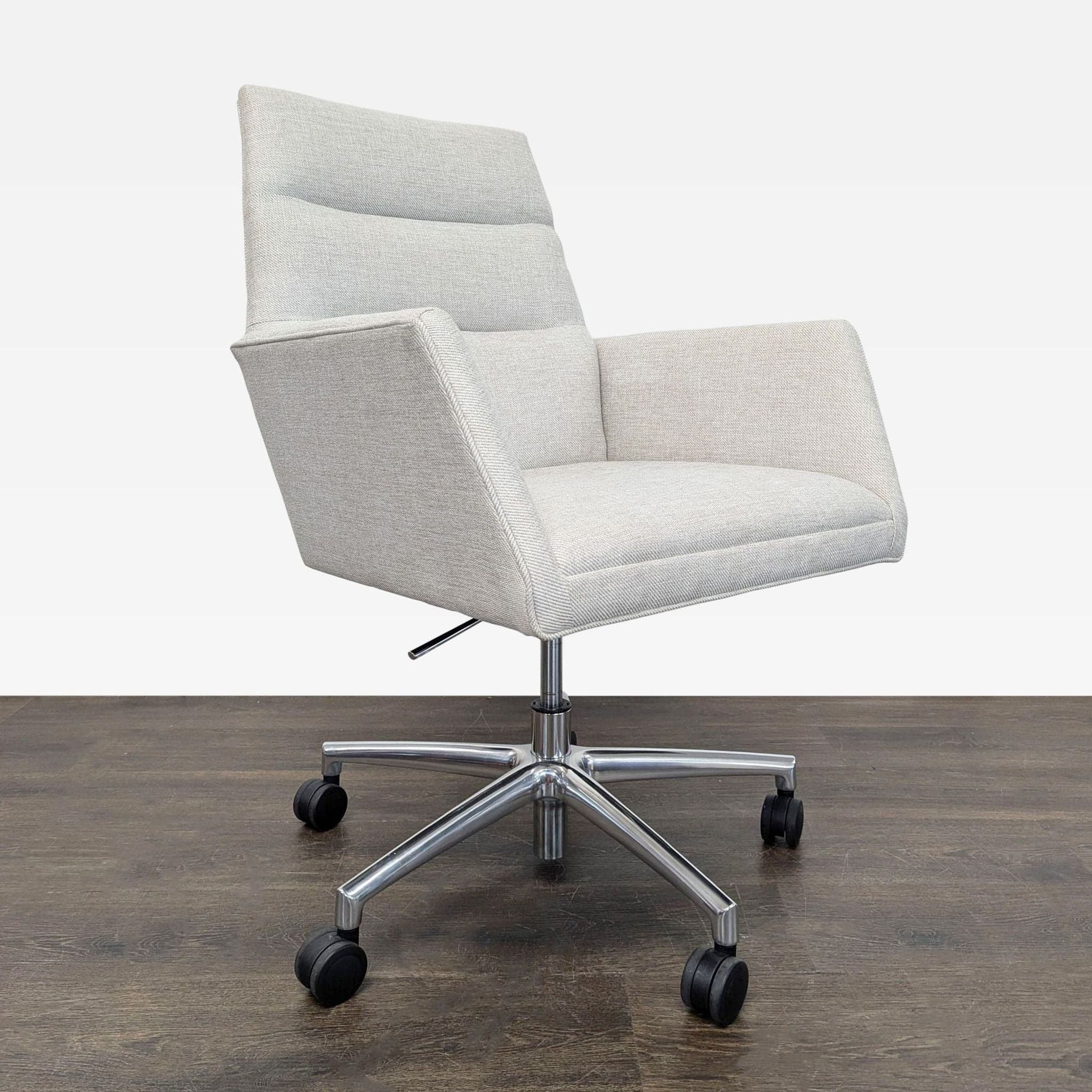 Room & Board Tenley Modern Office Chair with Light Gray Upholstery and Chrome Base - Thumbnail 2