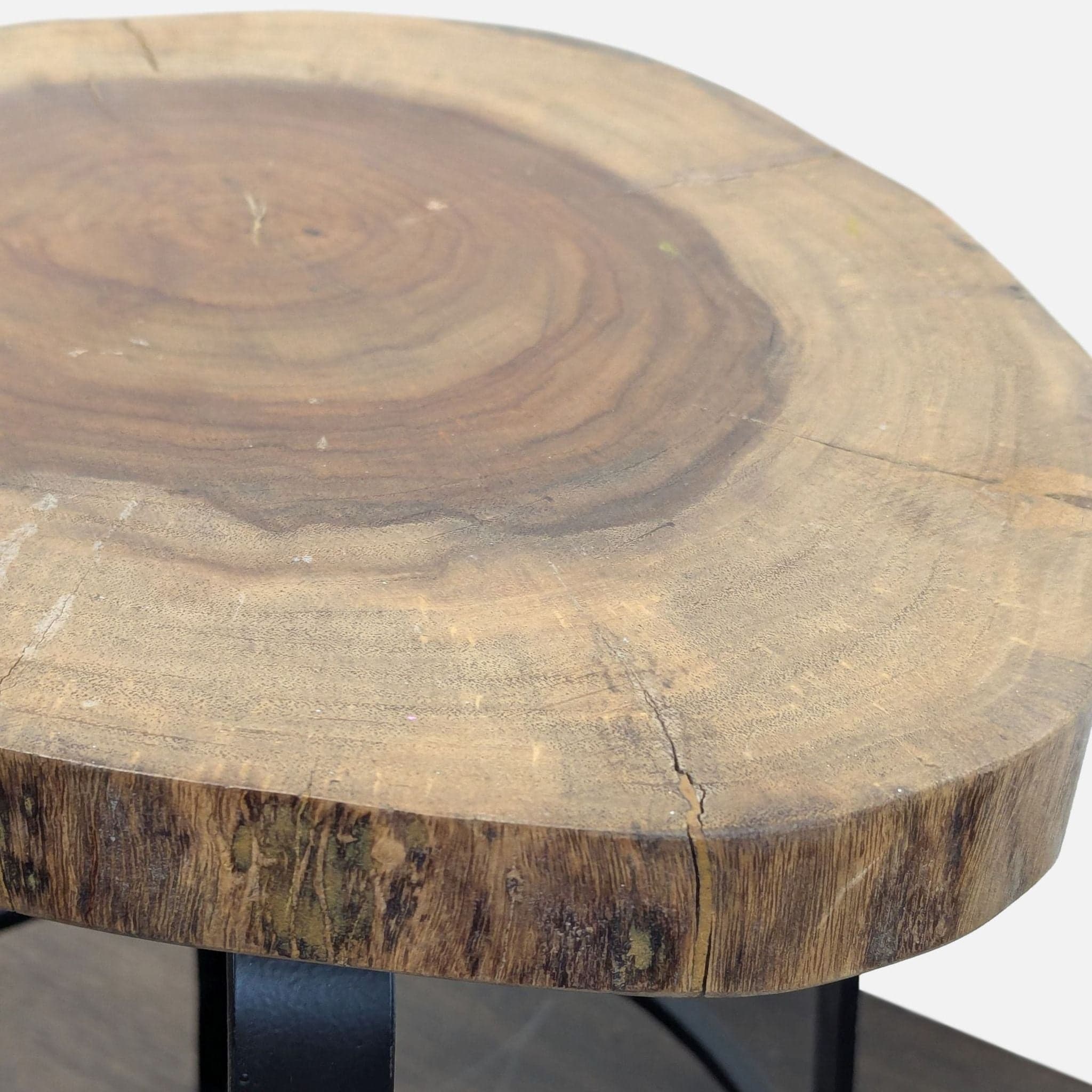 Metal Side Table with Live Edge Top - Thumbnail 4