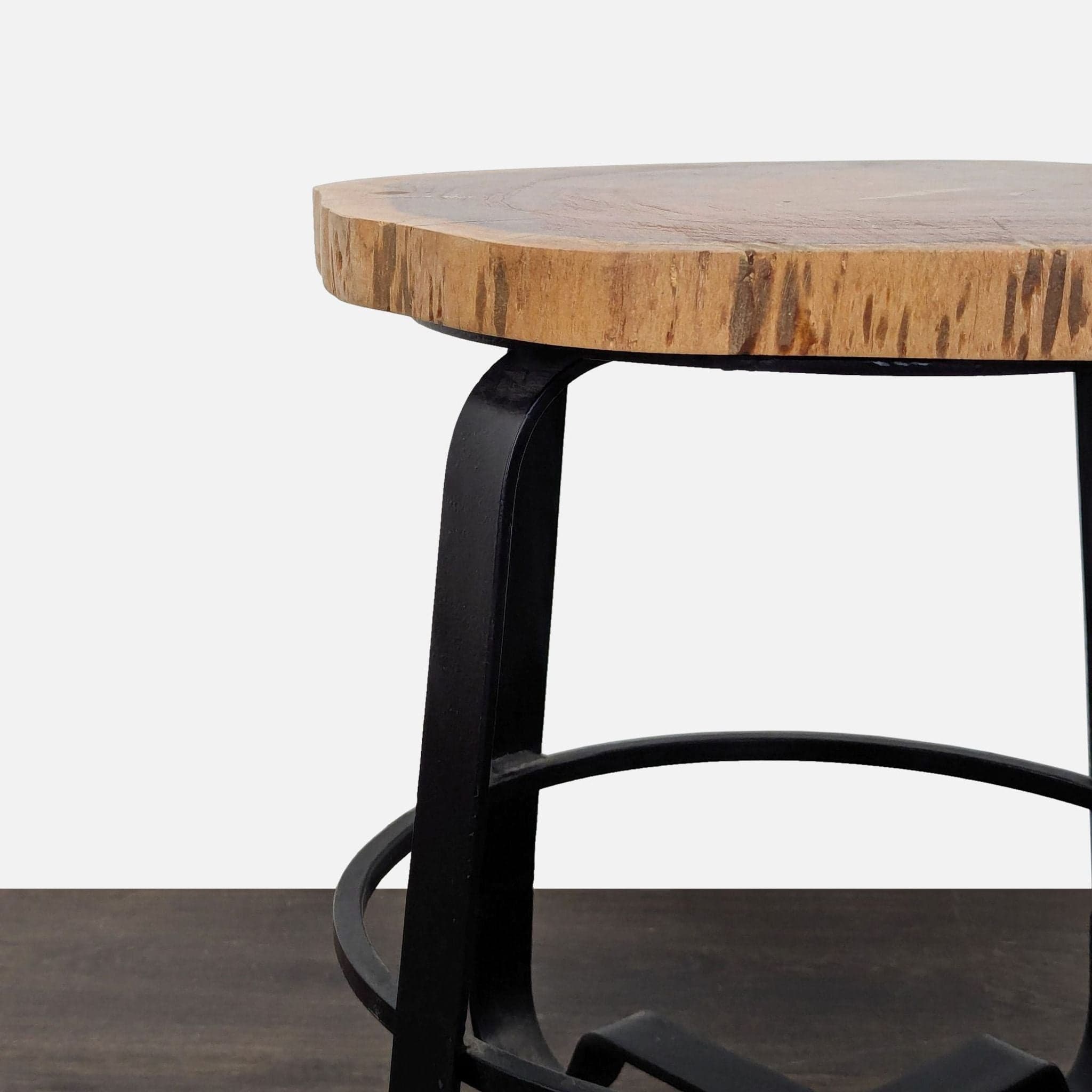 Metal Side Table with Live Edge Top - Thumbnail 4