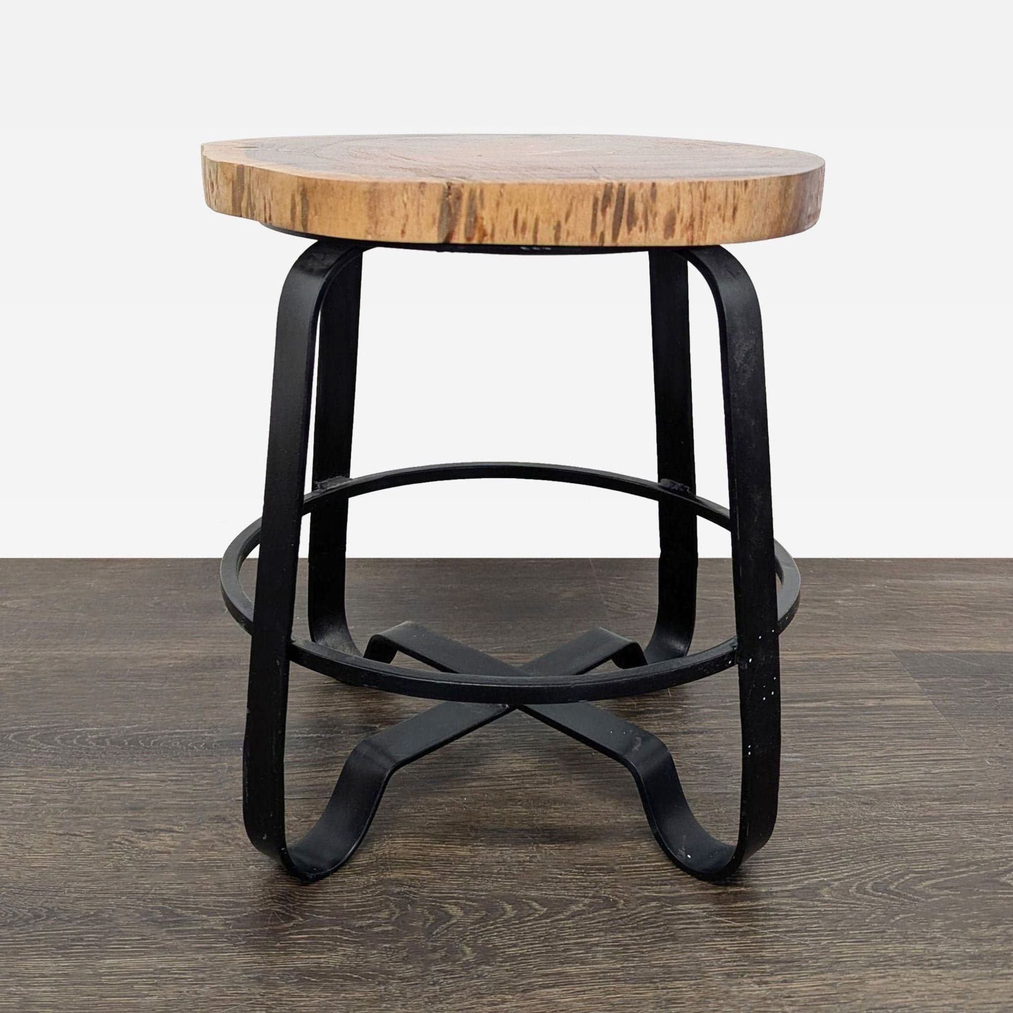 Metal Side Table with Live Edge Top