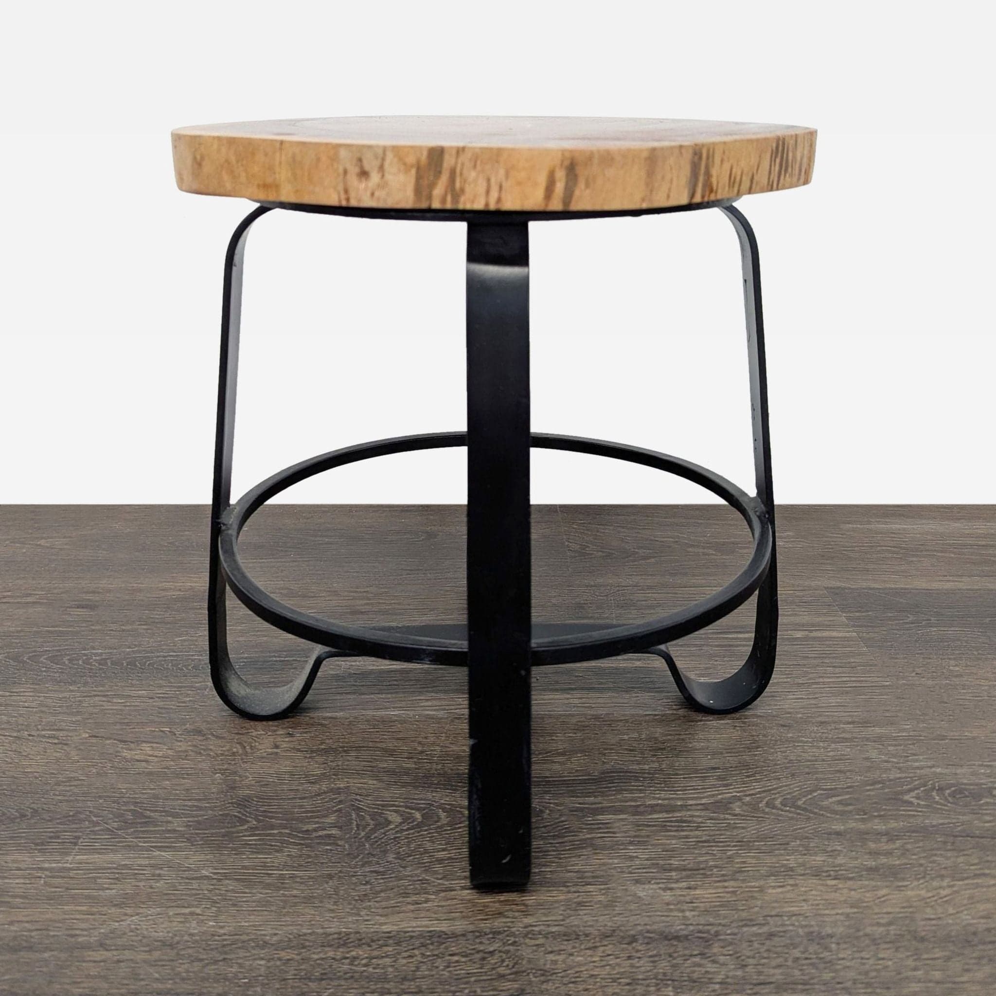 Metal Side Table with Live Edge Top - Thumbnail 6