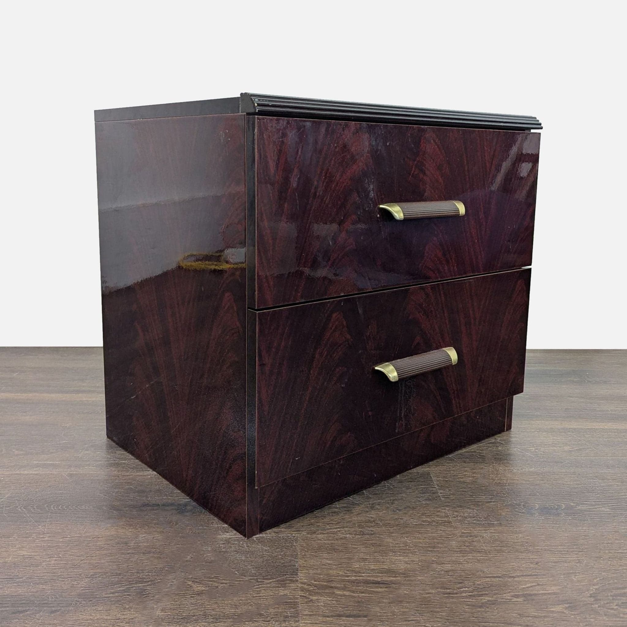 Two Drawer Nightstand with Wood and Metal Handles - Thumbnail 8