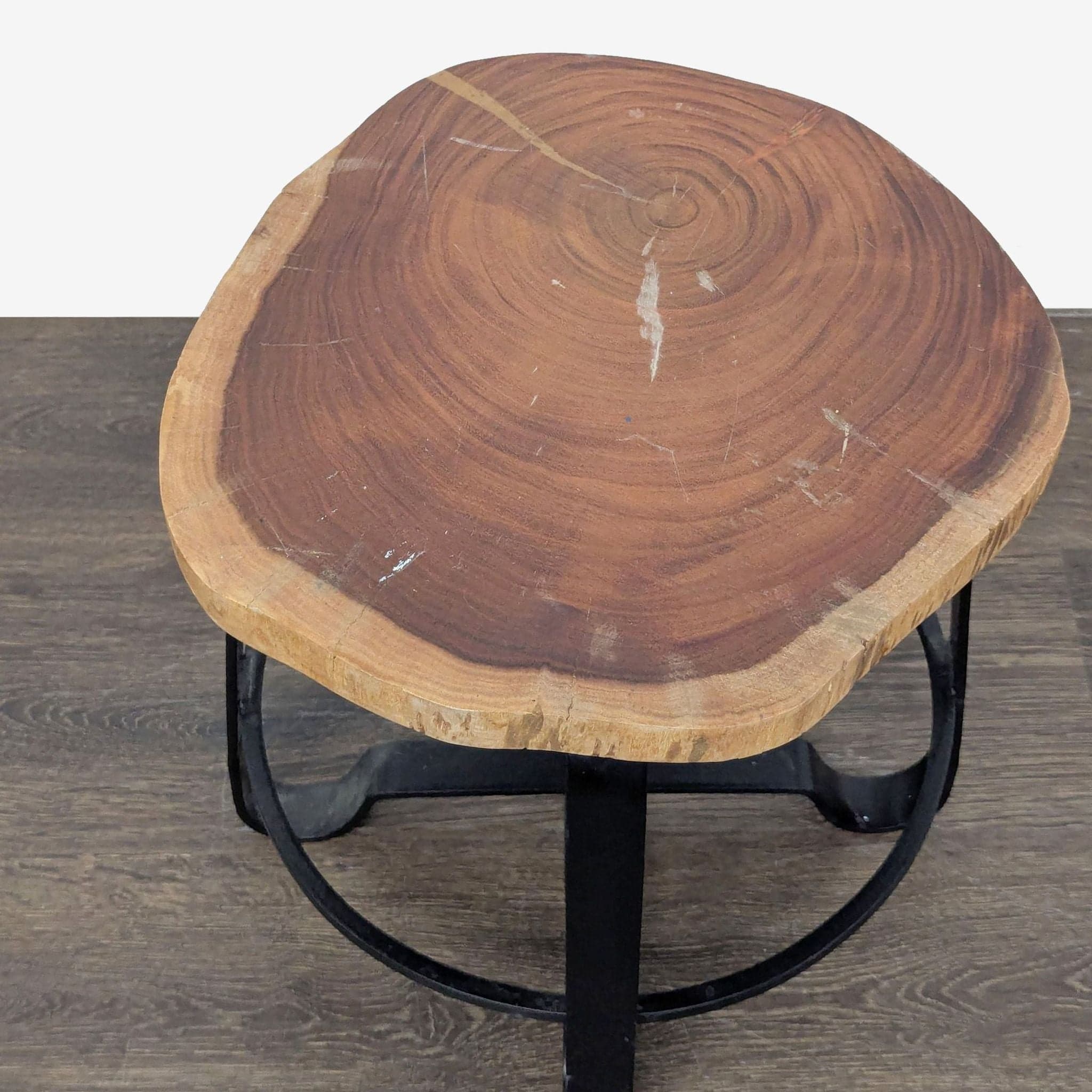 Metal Side Table with Live Edge Top - Thumbnail 2