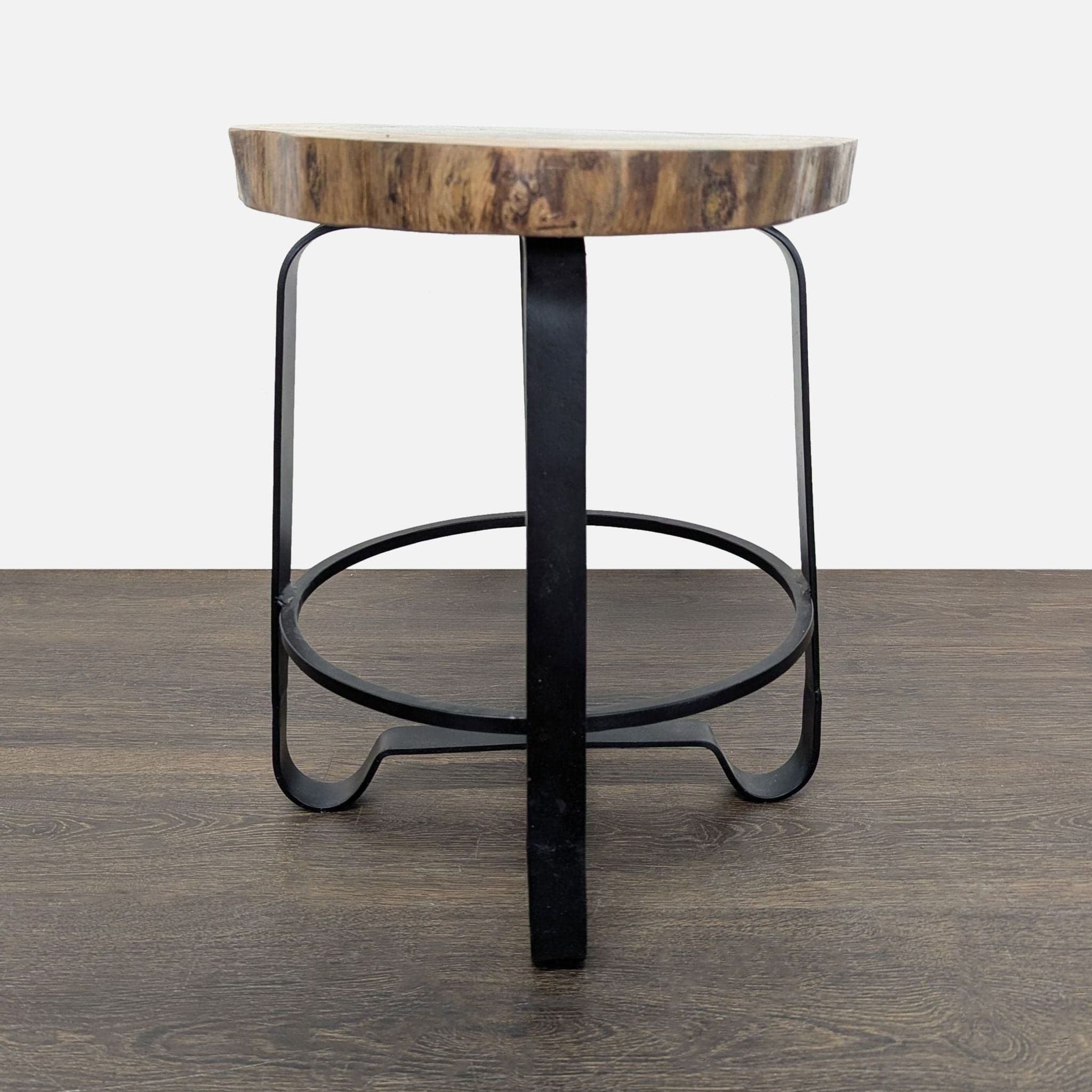 Metal Side Table with Live Edge Top - Thumbnail 2