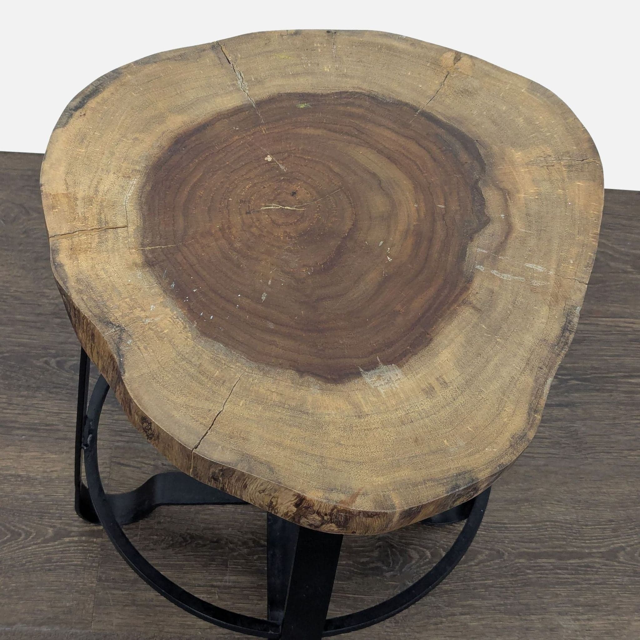 Metal Side Table with Live Edge Top - Thumbnail 6
