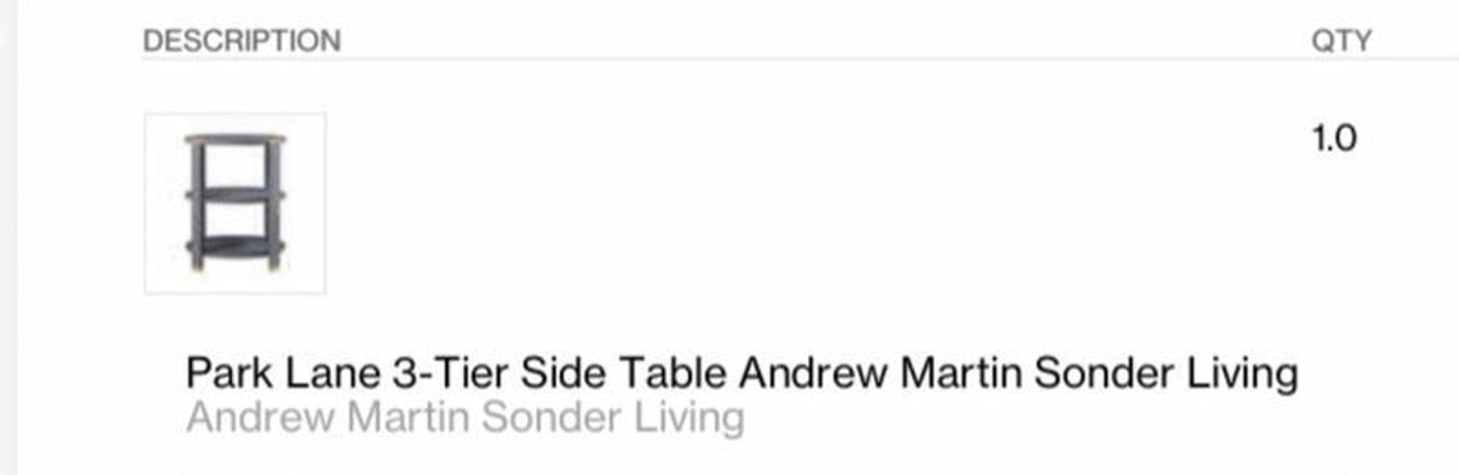 Andrew Martin by Sonder Living Gray Round Side Table with Brass Accents - Thumbnail 3