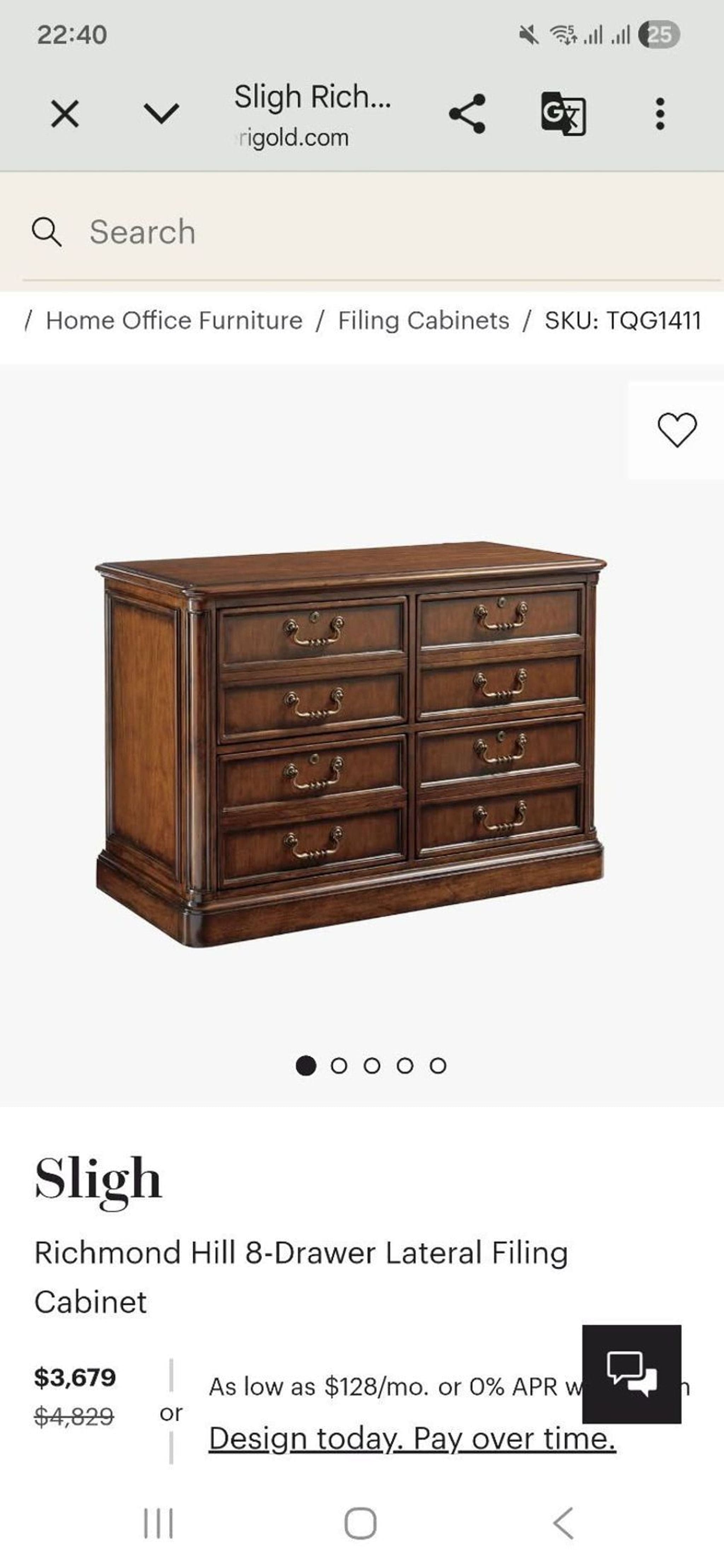 Sligh Traditional Carved Lateral File or Credenza - Thumbnail 3