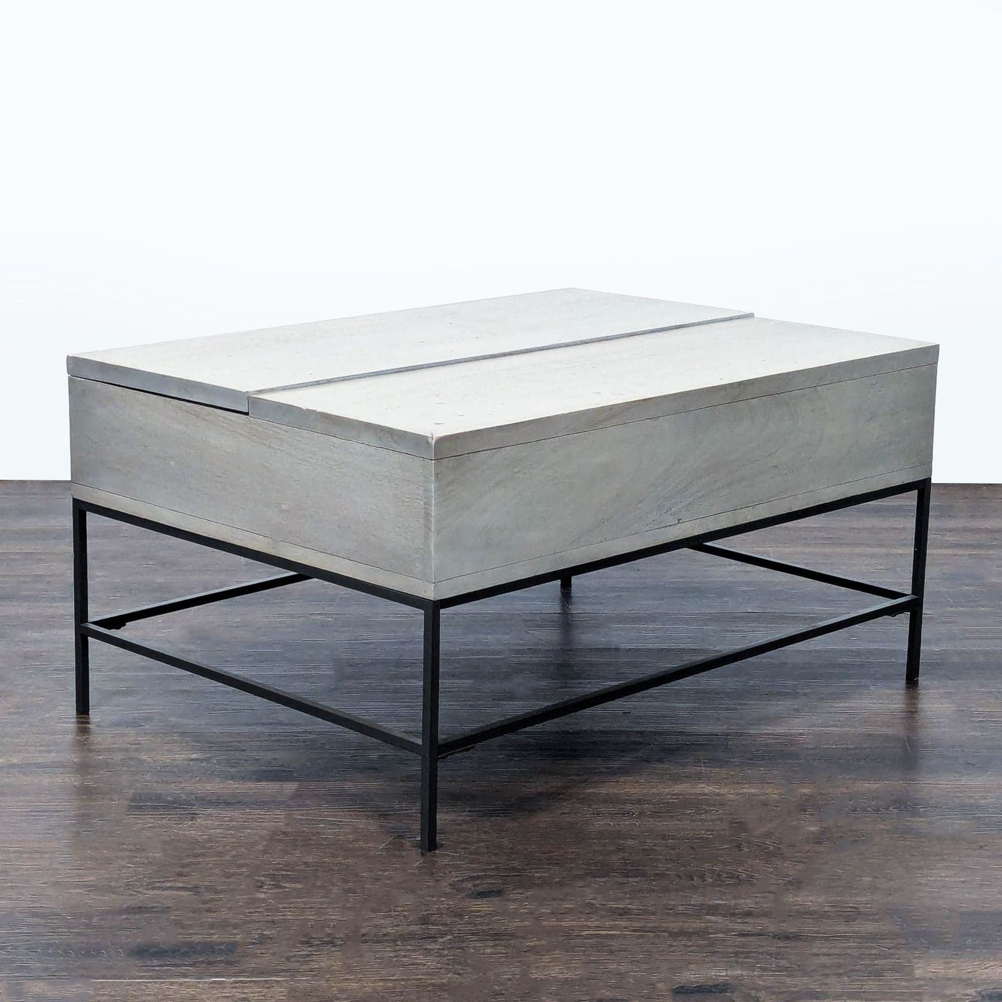 West Elm Industrial Solid Wood Storage Pop-Up Coffee Table - Thumbnail 3