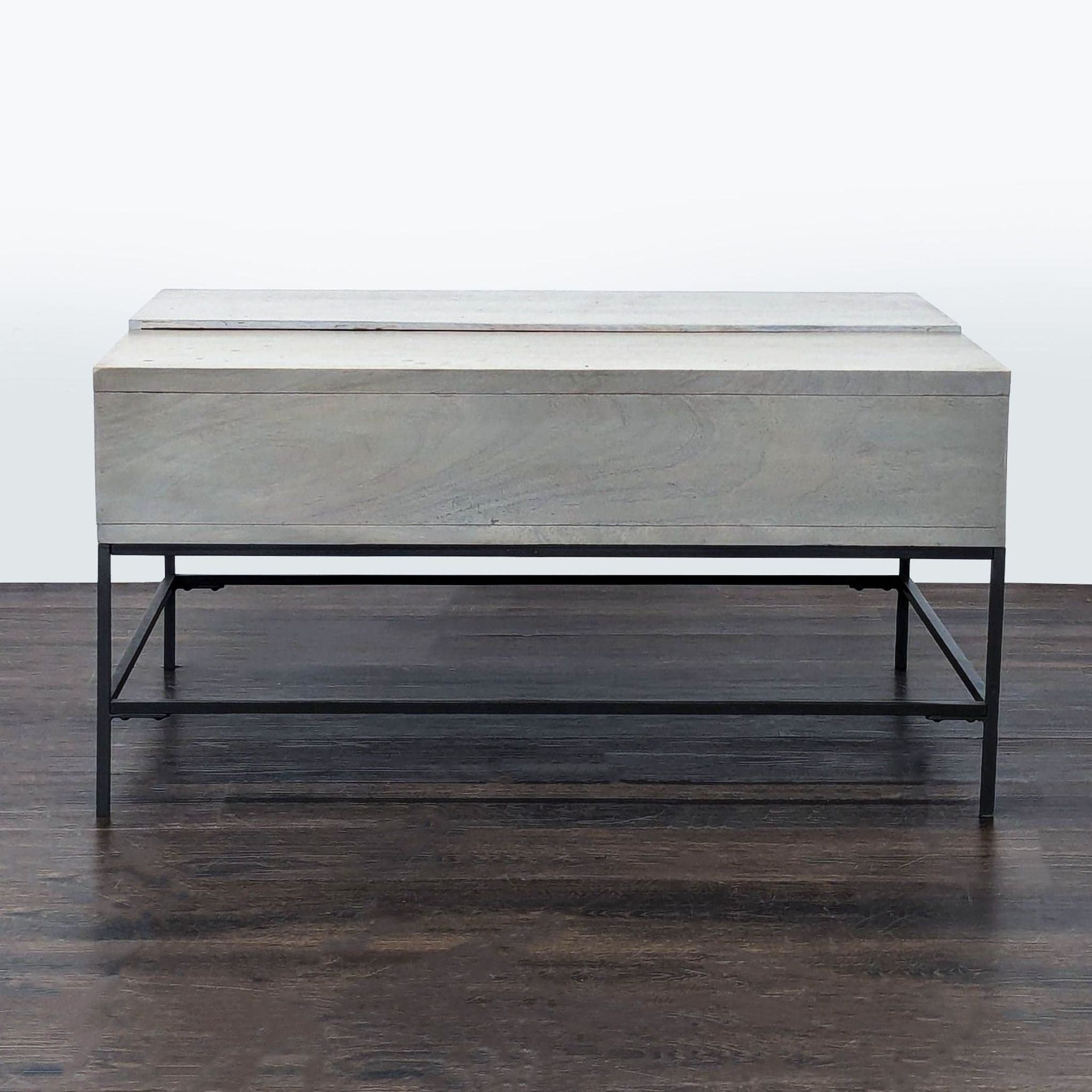 West Elm Industrial Solid Wood Storage Pop-Up Coffee Table - Thumbnail 2