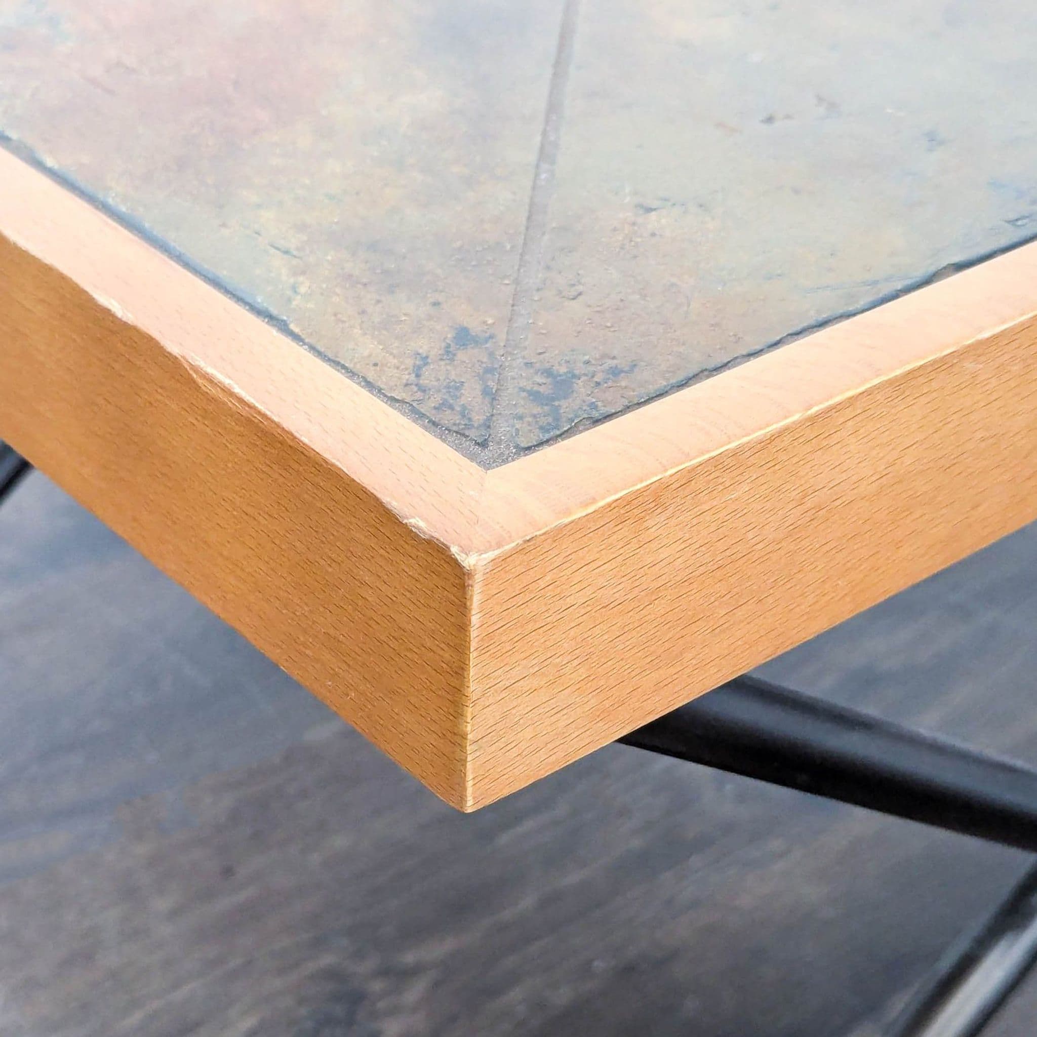 Slate Top Side Table with Metal X Legs - Thumbnail 6