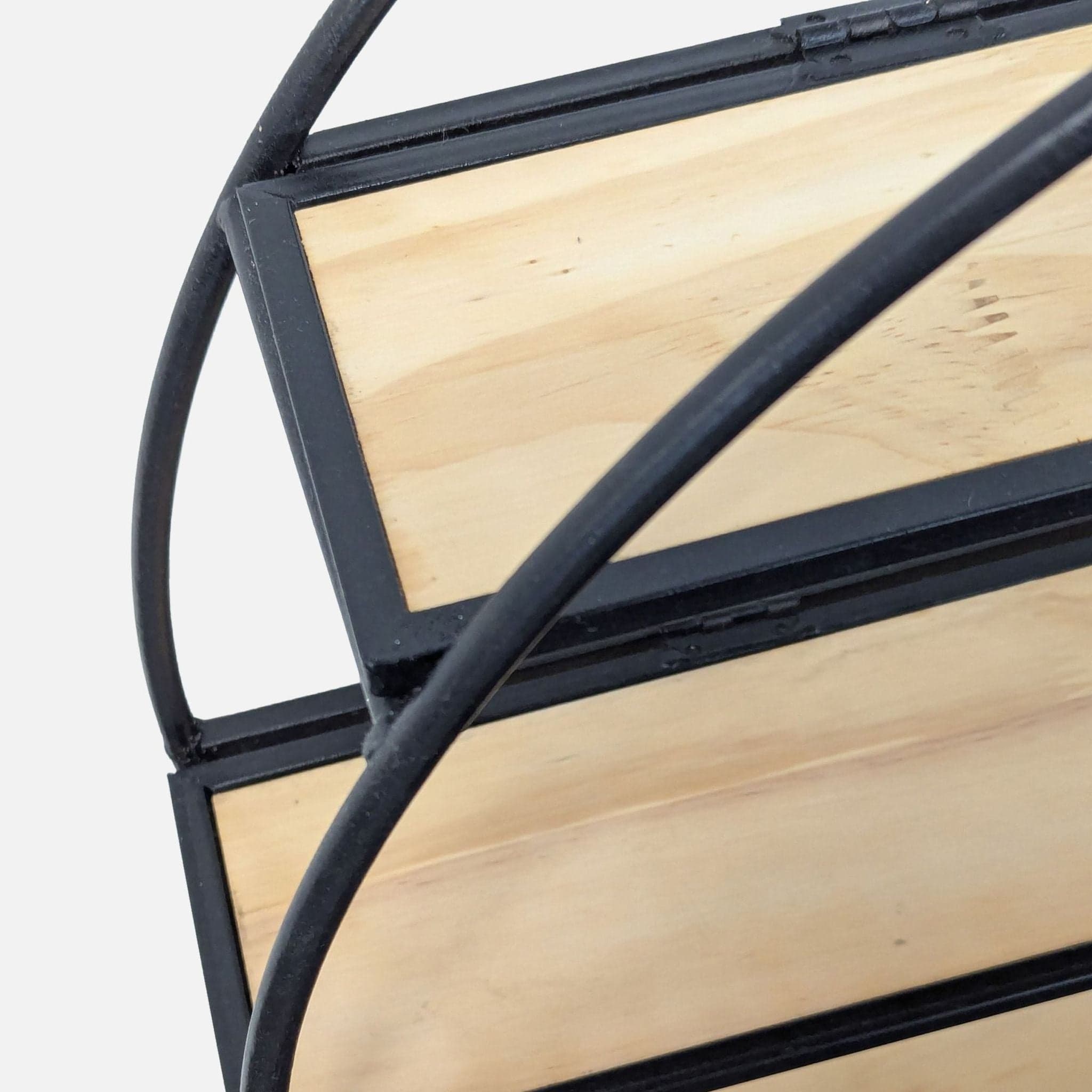 World Market Industrial Round Metal & Wood Wall Shelf - Thumbnail 4