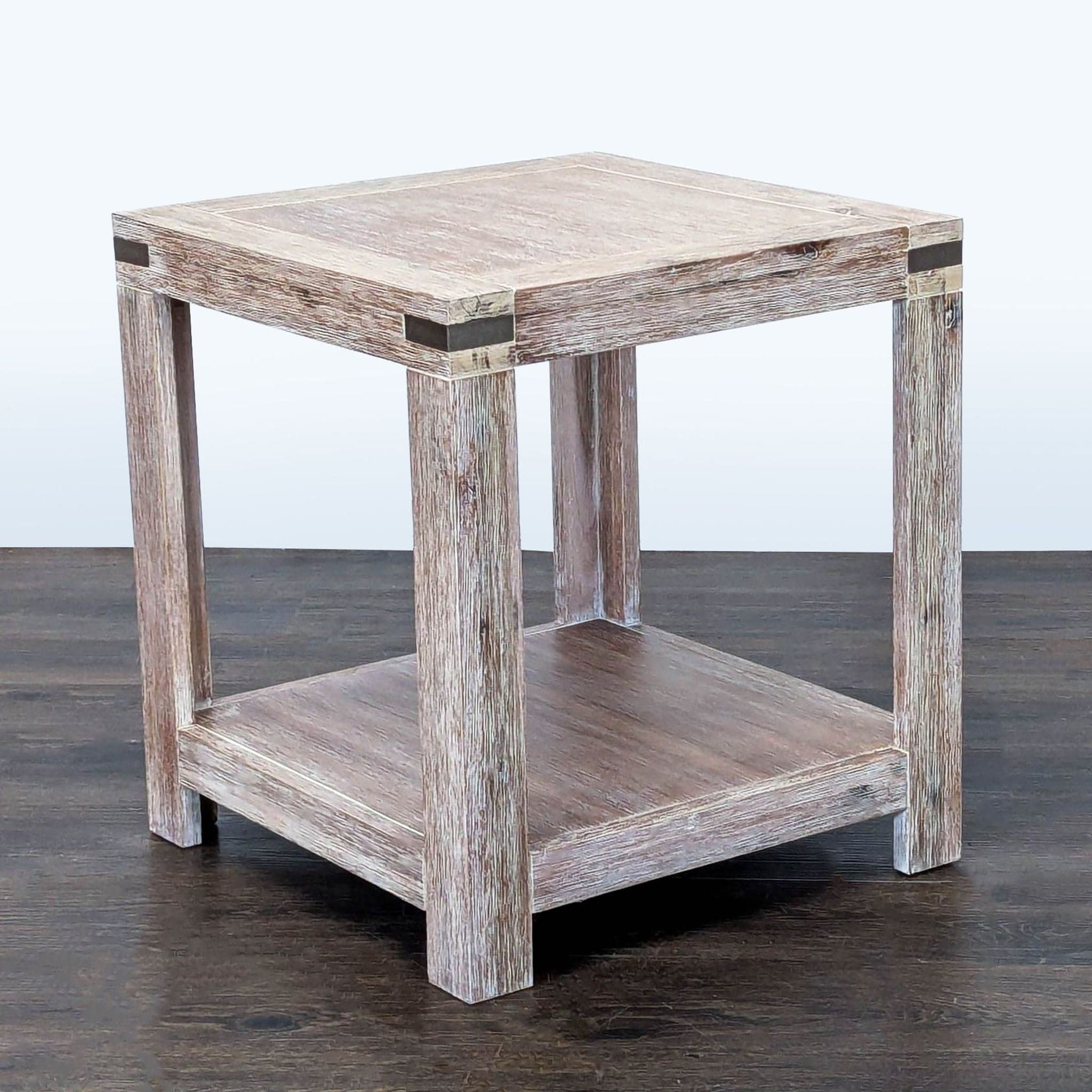 Terrace Living Company Rustic Wood End Table with Open Shelf - Thumbnail 2