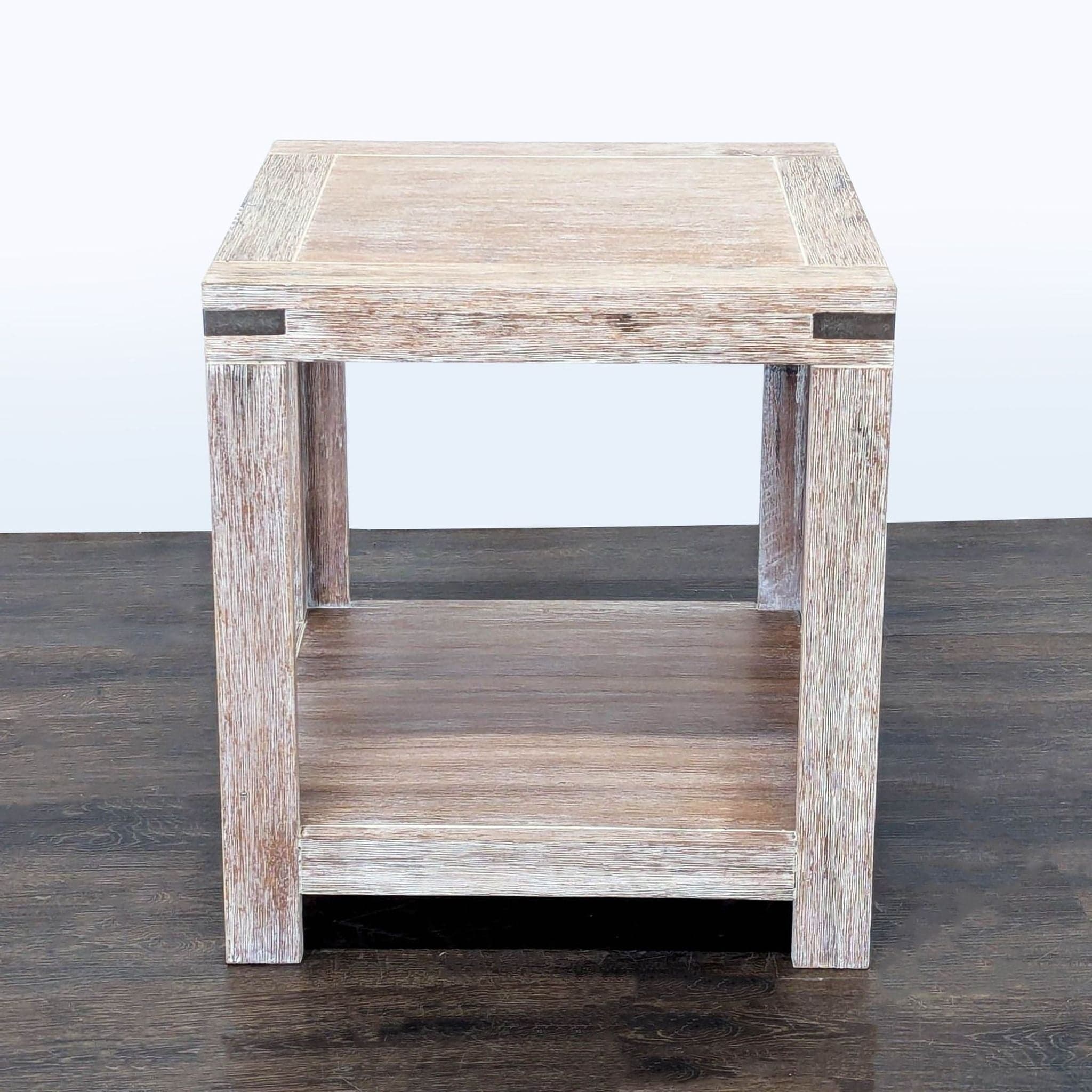 Terrace Living Company Rustic Wood End Table with Open Shelf - Thumbnail 4