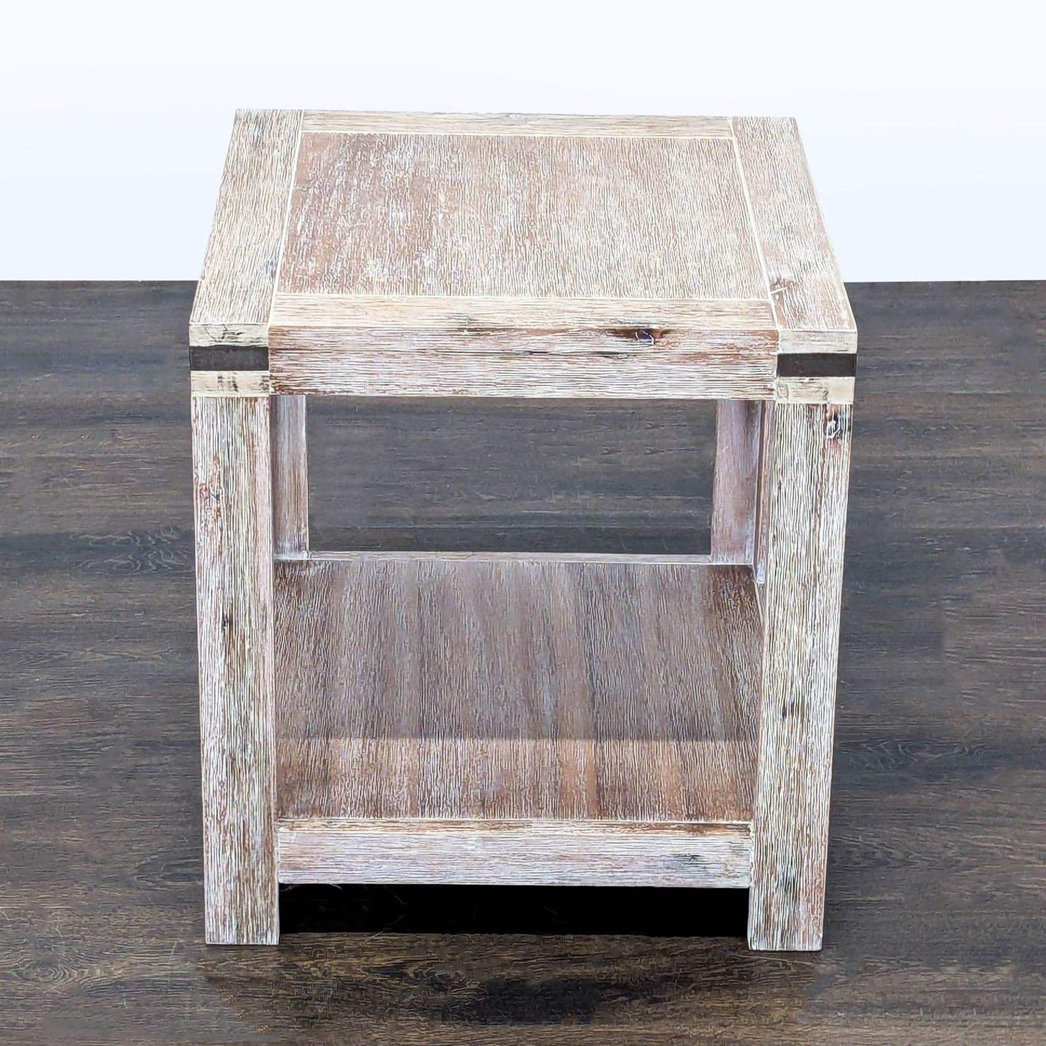 Terrace Living Company Rustic Wood End Table with Open Shelf - Thumbnail 3