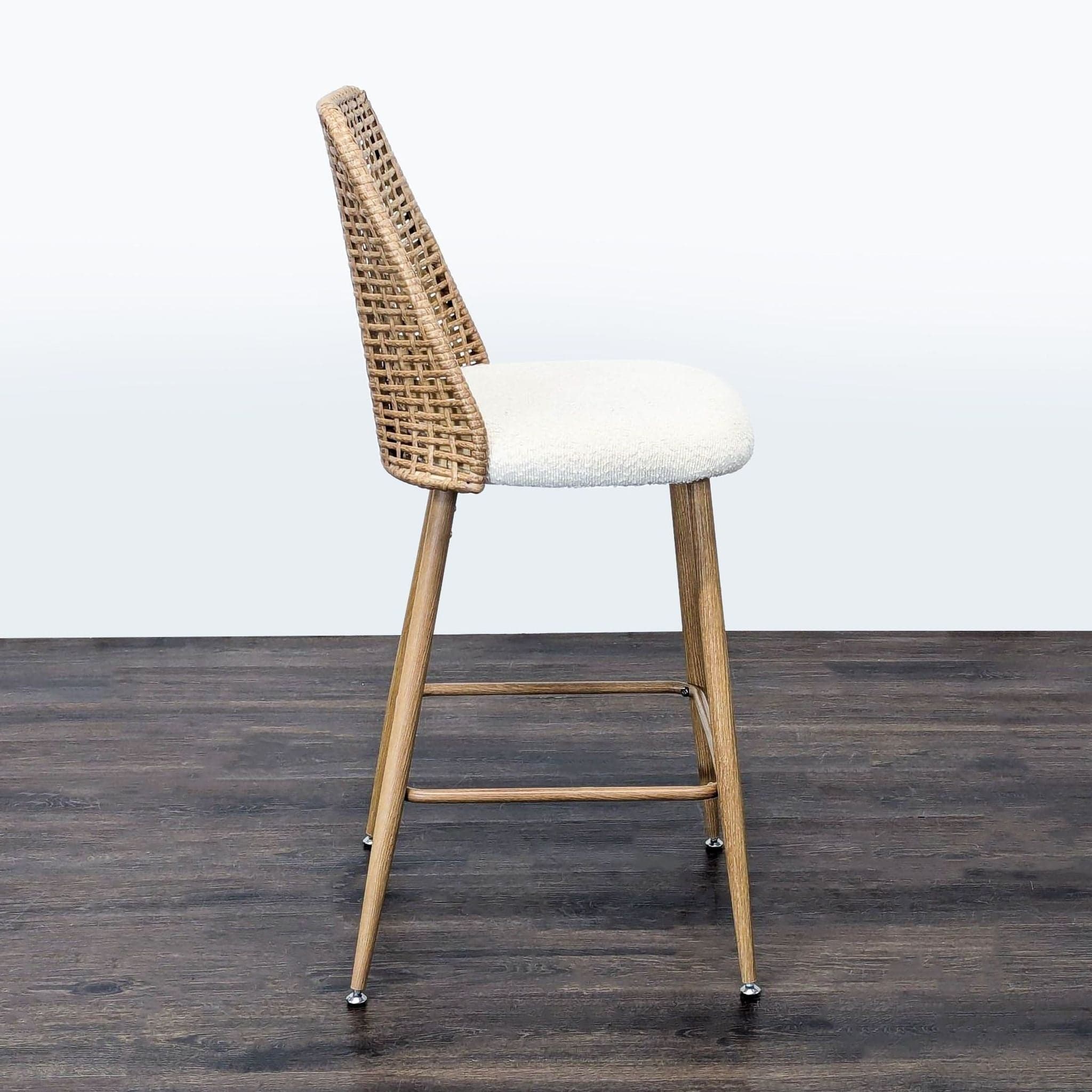 YLKHOME PE Rattan Bar Stool - Thumbnail 3